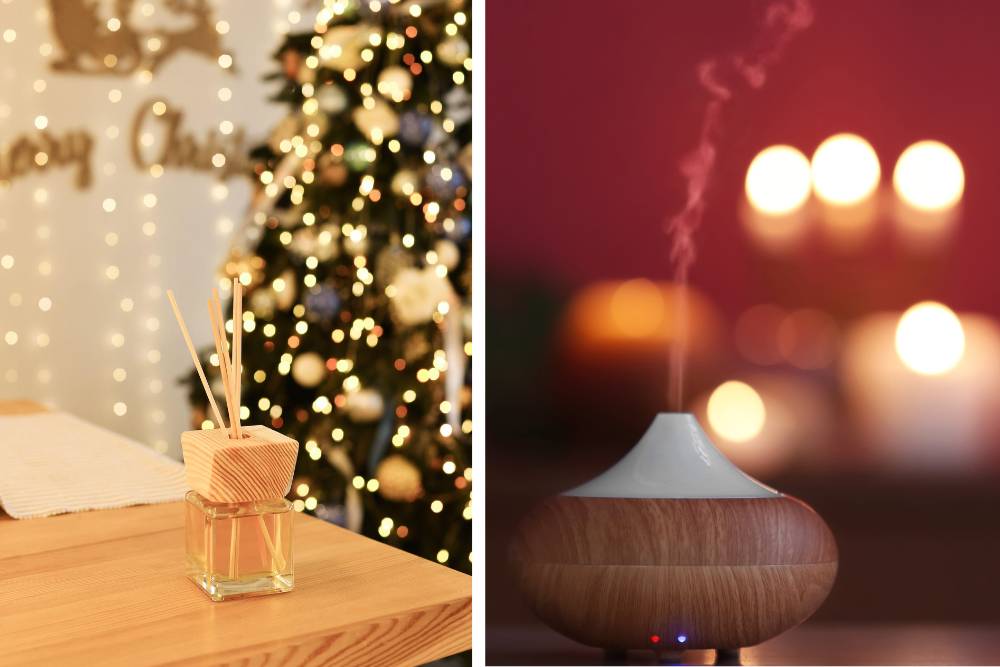 Diffusor med eteriska oljor under en vinterkväll – aromaterapi på vintern