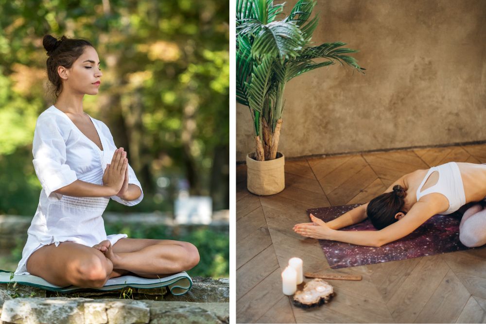 Avslappnande scen med rökelseolja – diffusor, ljus och meditationsrum