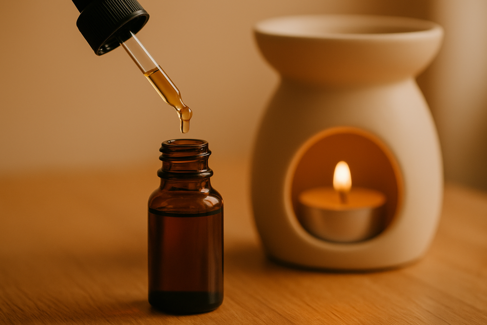 Säker dosering av ceder eterisk olja i en aromalampa
