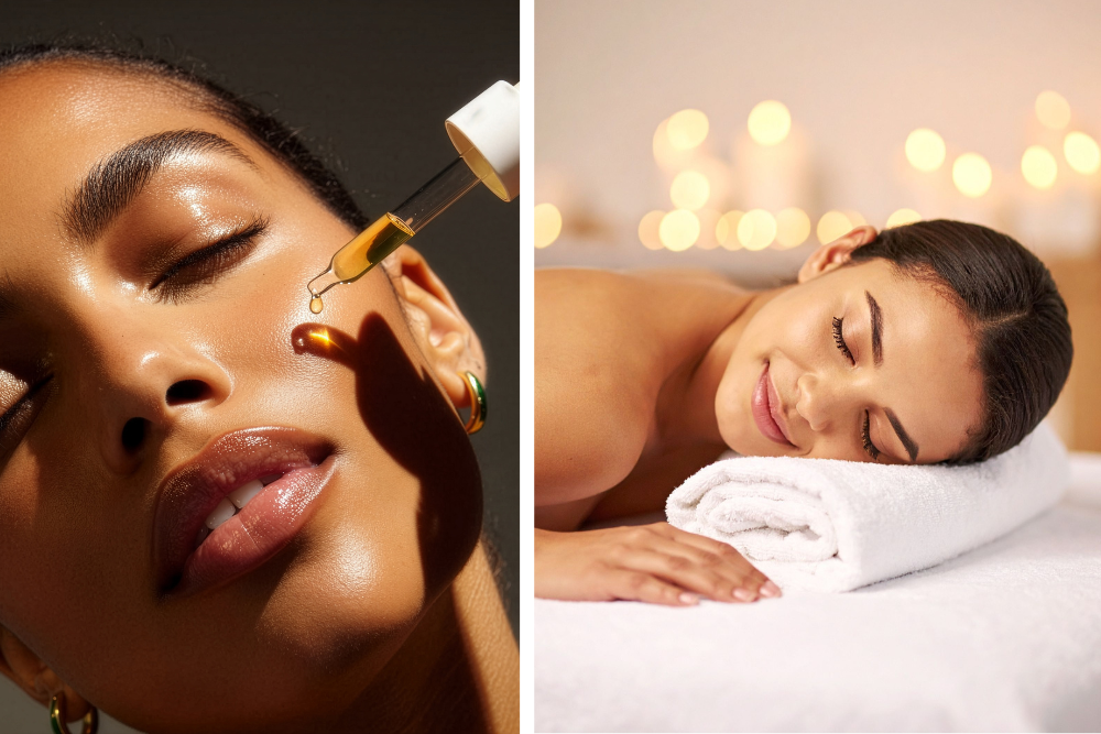 Avkoppling vid massage med naturlig olja – mild kroppsvård i en harmonisk wellnessmiljö.