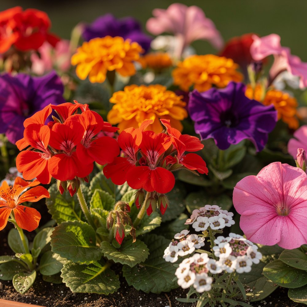 Färgglad trädgård med blomstrande perenner